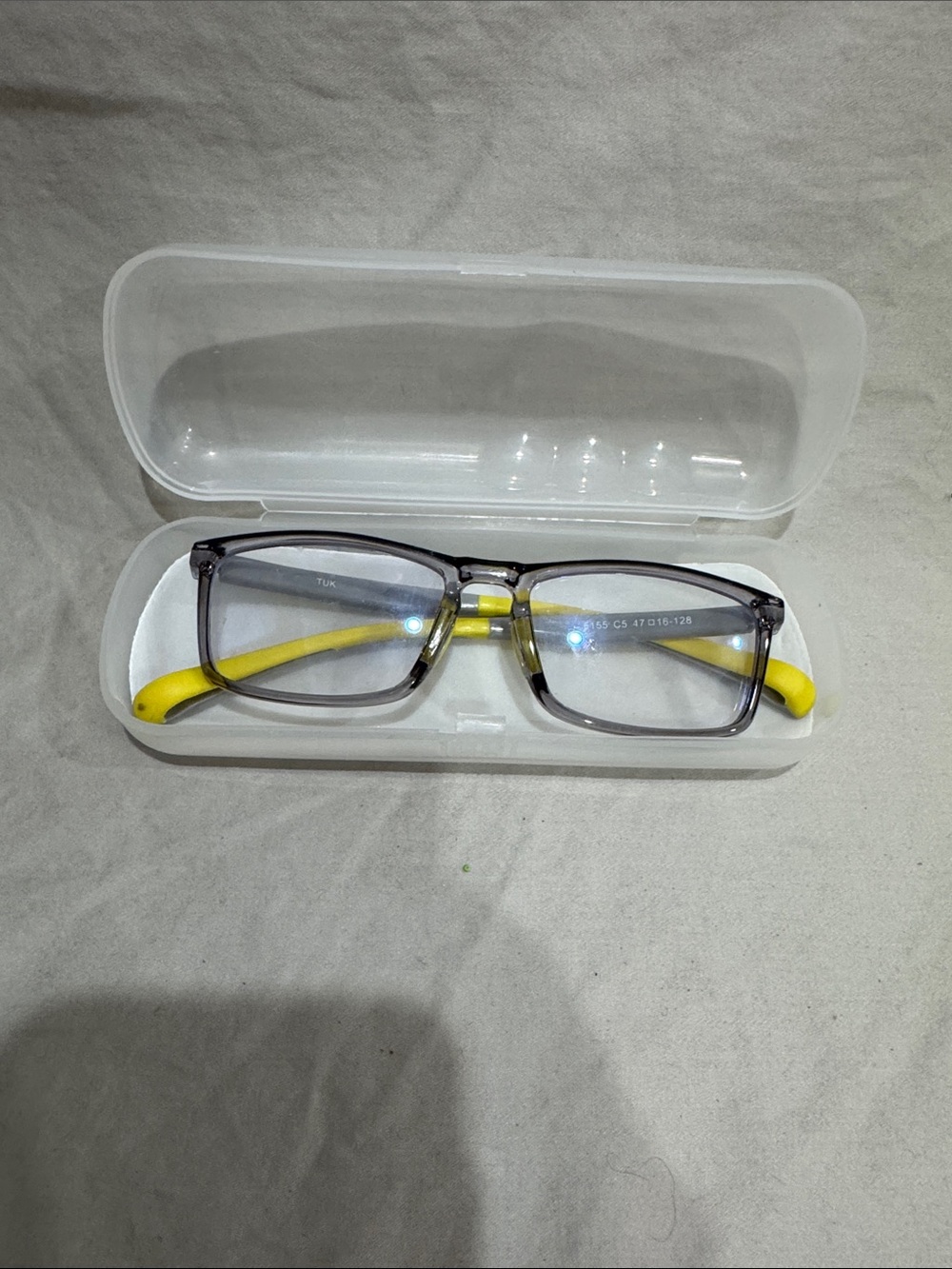 Kids Clear Frame Blue Light Blocking Glasses with Yellow Temples